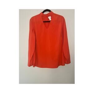 Chico's Women's orange long sleeve v-neck cutout button detail Size 2 L/12